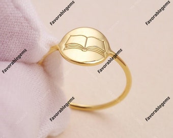 Sterling Silver Open Book Ring - Art Nouveau Bookworm Gift