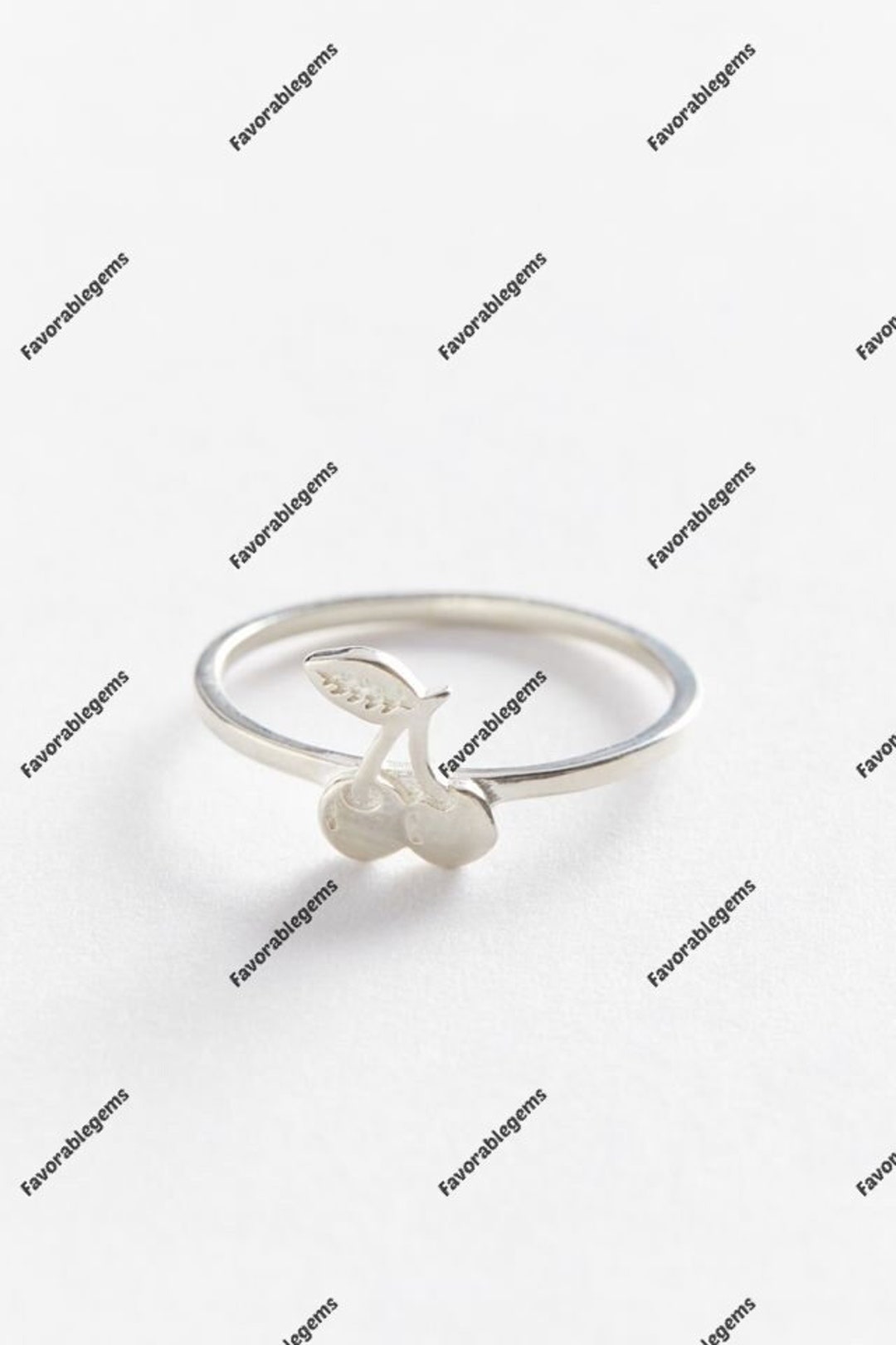 Sterling Silver Cherry Ring: Minimalist Fruit Jewelry - Etsy