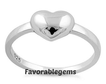 Sterling Silver Heart Ring: Dainty Minimalist Stacking Jewelry