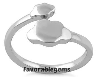 Sterling Silver Cloud Ring: Minimalist Open Wrap Band