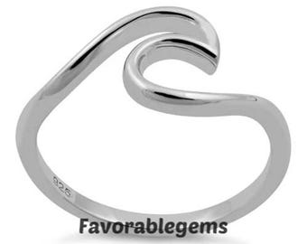 Sterling Silver Wave Ring: Minimalist Ocean Beach Jewelry