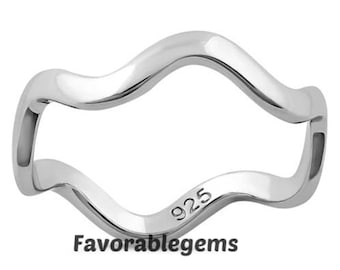 Wavy Sterling Silver Thumb Ring: Minimalist Unisex Band