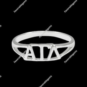 Anillo de plata esterlina Alpha Gamma Delta - Joyería de hermandad ΑΓΔ - Anillo con letra griega - Regalos para hermandades - Anillo unisex