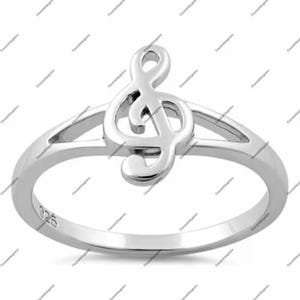 Sterling Silver Treble Clef Ring - Music Lovers Jewelry
