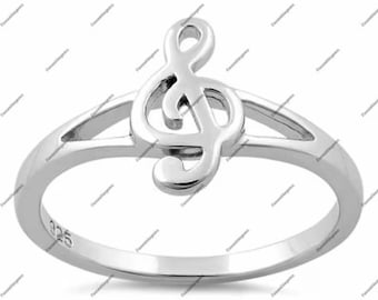 Sterling Silver Treble Clef Ring - Music Lovers Jewelry