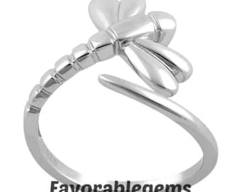 Dragonfly Ring Sterling Silver Band – Minimalist Nature Inspired Insect Jewelry – Gift for Her