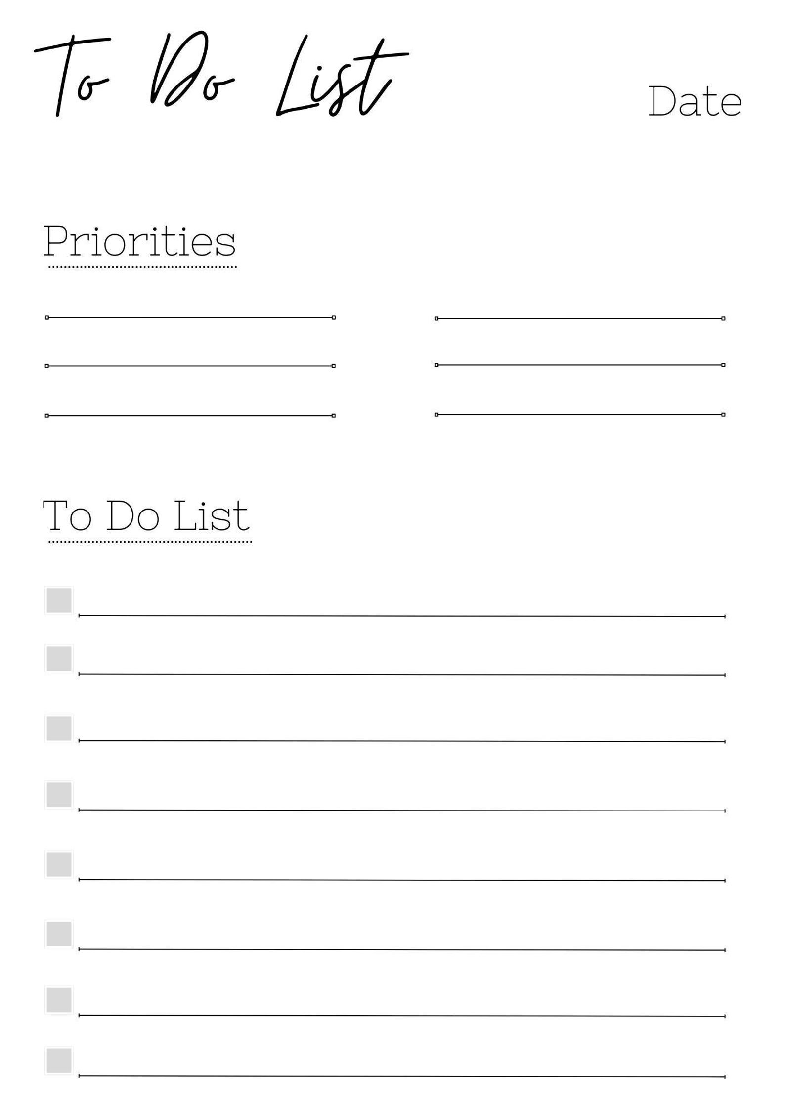 Printable To Do List Instant Download Print At Home | Etsy