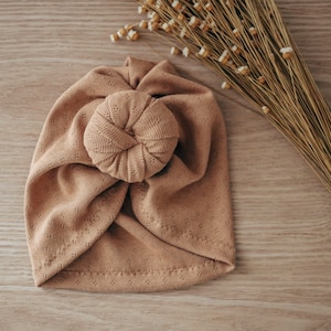 Turban bebe, petite fille Camel