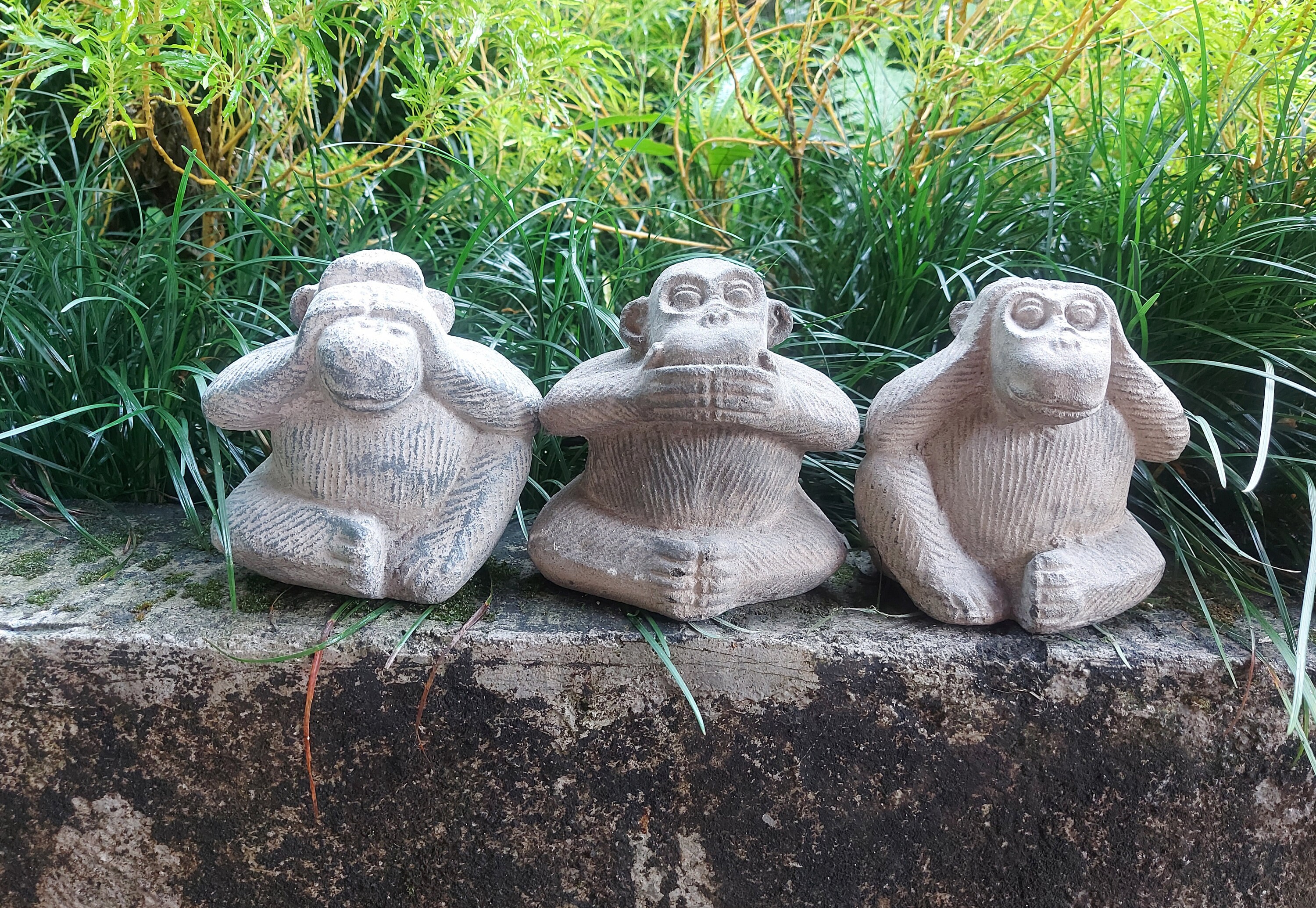 Concrete 3 Monkey Concrete Monkey Statue Monkey Sculpture Etsy