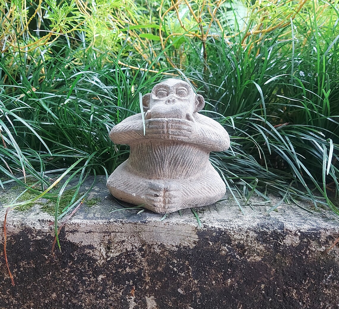 Concrete 3 Monkey Concrete Monkey Statue Monkey Sculpture Etsy