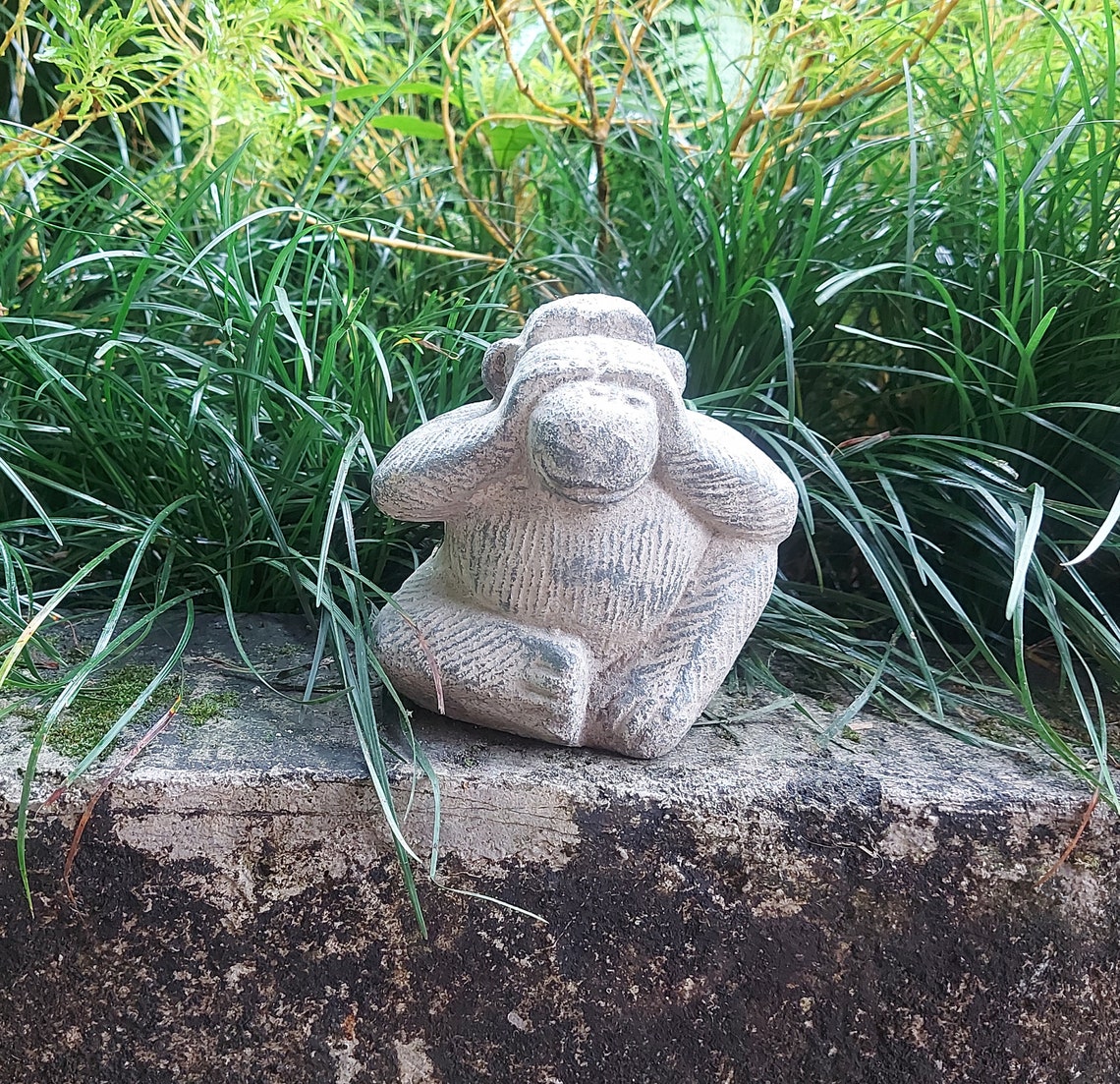 Concrete 3 Monkey Concrete Monkey Statue Monkey Sculpture Etsy