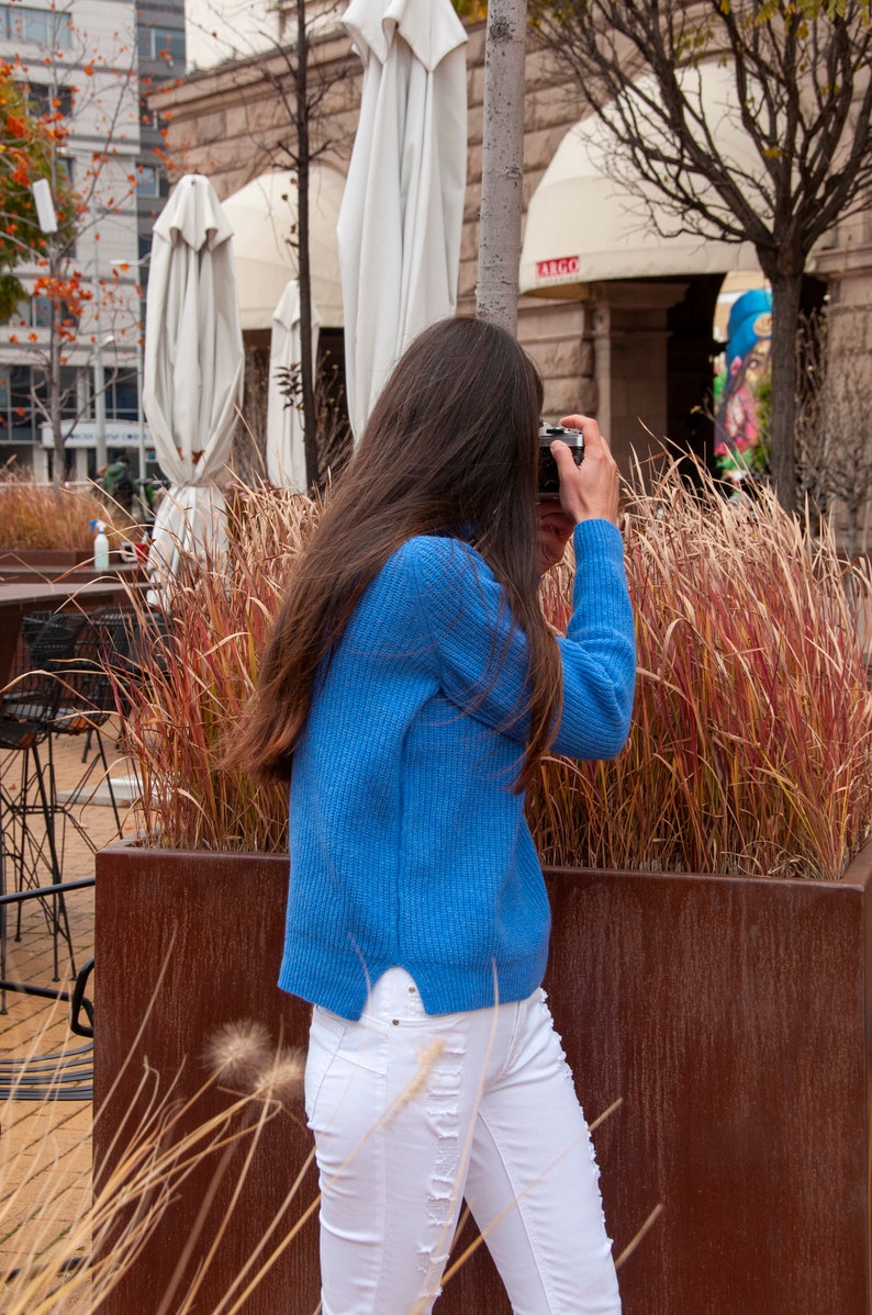 Turtleneck Sweater, Lambswool Sweater, Blue Jumper, Wool Knit Sweater, Ribbed Sweater, Pullover Sweater, Warm Sweater Women, Wool Gift Her Cobalt