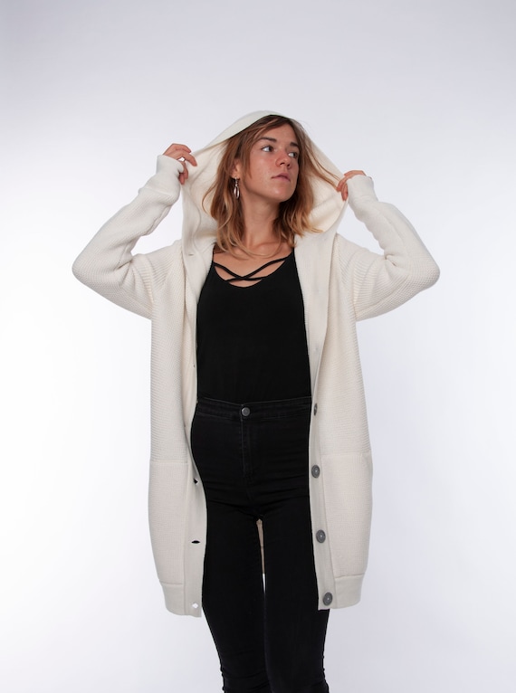 Washable merino top boyfriend cardigan sweater