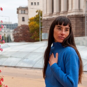 Turtleneck Sweater, Lambswool Sweater, Blue Jumper, Wool Knit Sweater, Ribbed Sweater, Pullover Sweater, Warm Sweater Women, Wool Gift Her image 2