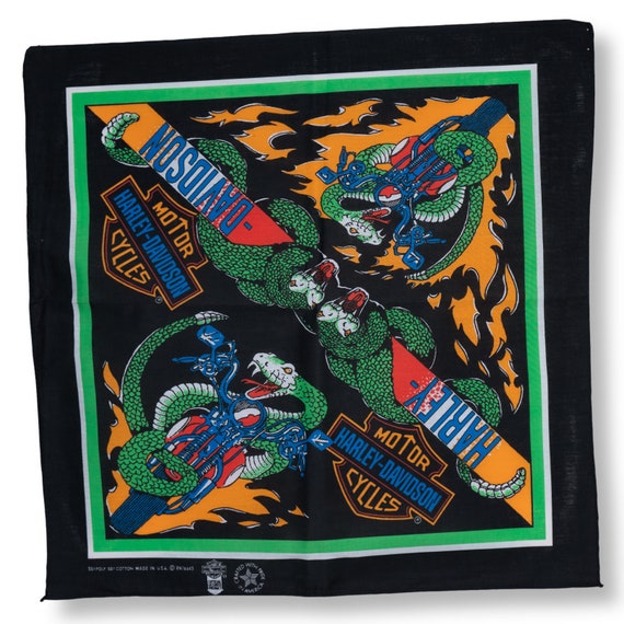 デッドストック HARLEY ハーレー スネーク ビンテージ バンダナ ラス1 デッドストック HARLEY ハーレー スネーク ビンテージ バンダナ
