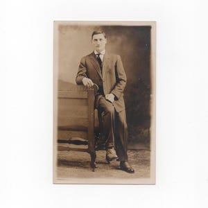 Antique Real Photo Postcard • Man in Suit Studio Portrait (Artura RPPC 1908–1924)