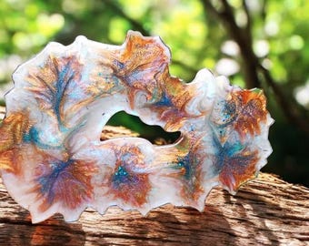 Blowing Leaves, Abstract Art Piece, Wall Hanging, Perfume Tray, Table Art, Marbleized Affect, Swirling, Unique, One of a Kind Piece, Gifting