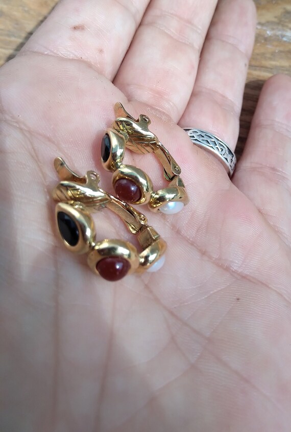 Vintage Three Pairs, Small Clip On Earrings, Ligh… - image 3