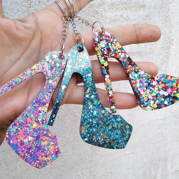 Stilettos, High Heel Keyrings, Super Sparkly, Chunky Glitters, Gifts for Her, Hand Made Resin Art, Hand Bag, Purse, Keys, Party Gifts, Favor