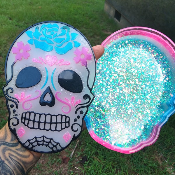 Sugar Skulls, Large Dishes, Handmade Resin Art, Art Pieces, You Customize, Gifting, Jewelry, Trinkets, Stash Dish, Room Decor, One of a Kind