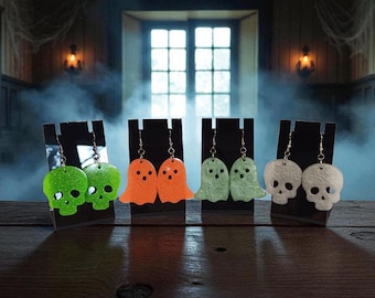 Spooky Fun Drop Earrings, You Customize, Ghosts, Skulls, Halloween Accessories, Party Wear, Gift Treats, Handmade Earrings, Party Favors