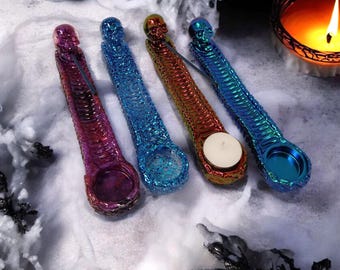 Incense Holder, Skeleton Tealight Holder, Gifts for Her, Gifts for Him, Room Accents, Mood Lighting, Customizable, Spooky, Handmade Resin
