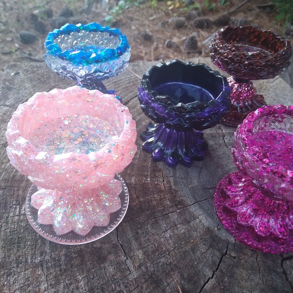 Handmade Mini Lotus Flower Tealight Holders, 2 Tealights Included, Super Sparkly, Unique, Each one Different, Gifting, Room Setting, Decor