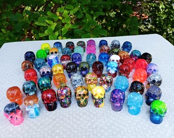 Mini Skull Misfits, Set of 14, Random Pick, Collection of Oddities, Game Pieces, Accents, Crafting, Weird, Unusual, Mixed Mediums