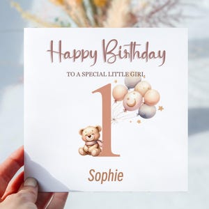 Carte d'anniversaire personnalisée, carte d'anniversaire, carte d'anniversaire de bébé fille, carte d'anniversaire personnalisée, carte d'anniversaire pour fille, petite-fille