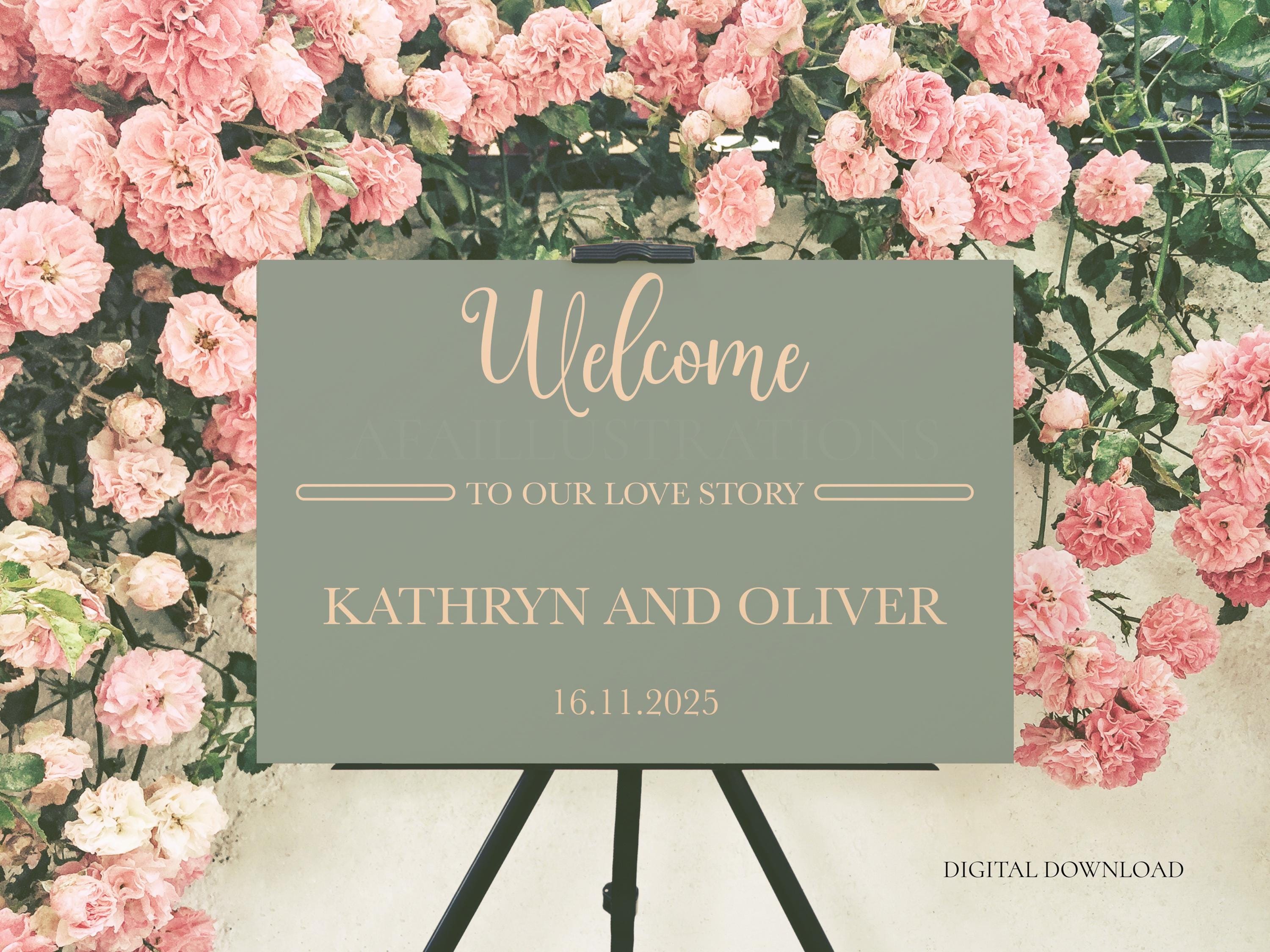 Welcome Direction Sign Welcome Wedding Sign - Custom Directional Wedding Sign - Personalised ...