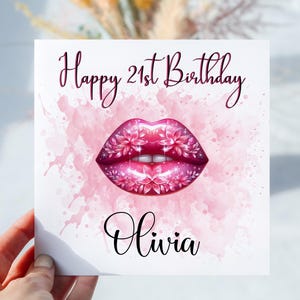 Carte personnalisée 21e anniversaire, carte moderne 21 anniversaire, carte 21e anniversaire, carte 21 anniversaire pour fille, sœur, 21e anniversaire
