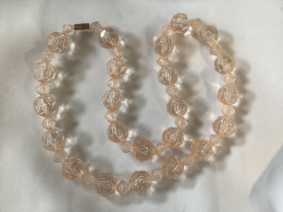 Vintage Early Light Peach Lucite Faceted Beads - image 2