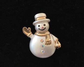 Vintage Snowman Brooch