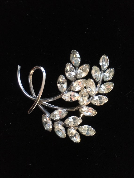 Vintage Sterling silver Rhinestone brooch. - image 4