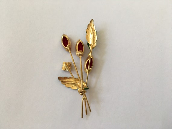 Vintage D & E Rhinestone Floral Bouquet Pin - image 3