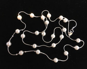 90 LONG CREAM IVORY 1920s Gatsby Style 8mm Glass Pearl Single Strand ...
