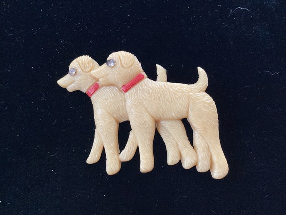 Vintage Signed Japanese Celluloid Doggie Pin - image 3