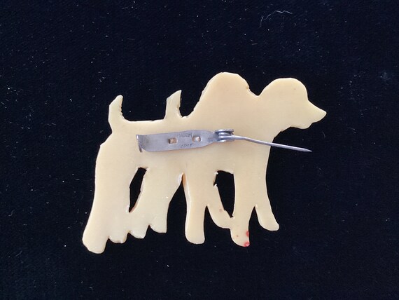 Vintage Signed Japanese Celluloid Doggie Pin - image 2