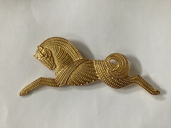 Vintage Golden Horse Brooch - image 1