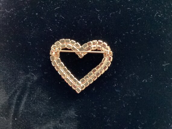 Vintage Ruby Red Rhinestone Heart Pin - image 3