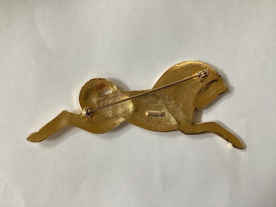 Vintage Golden Horse Brooch - image 2