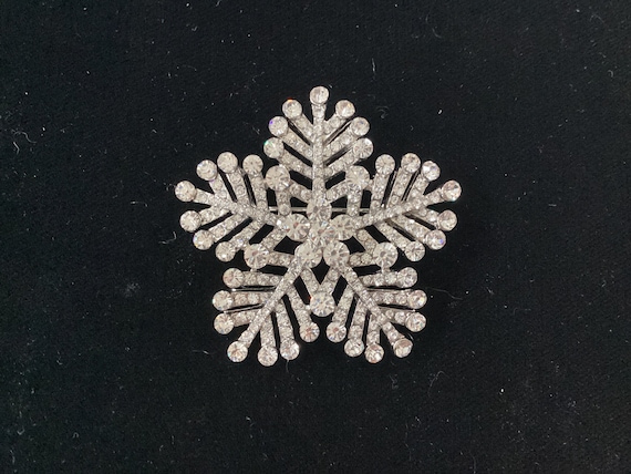 Vintage Rhinestone Snowflake Brooch/Pendant. - image 1