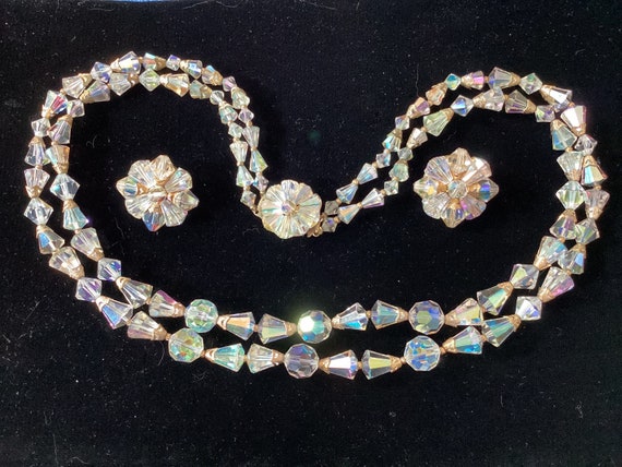 Vintage Austrian Aurora Borealis Crystal Double S… - image 3