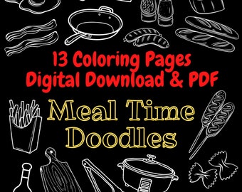 Food and Drink Doodles - Printable and Digital Download Coloring Pages