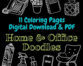 Home and Office Doodles - Printable and Digital Download Coloring Pages