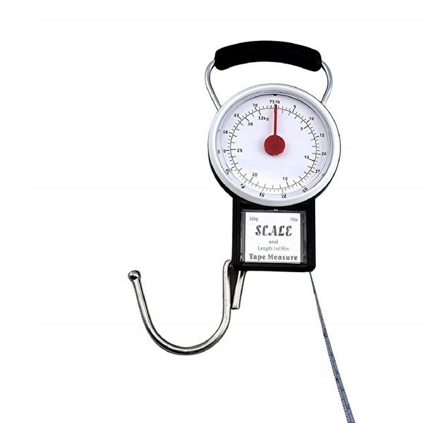 Manual Luggage Baggage Scale with Tape Measure with Dial Analog Display Travel Size Portable Take Along