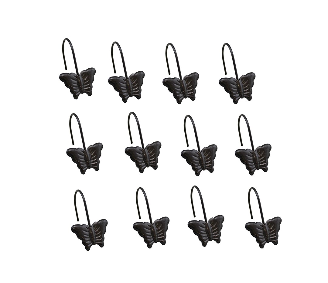 Set of 12 Shower Curtain Rings Hooks Polished Shiny Butterfly Etsy