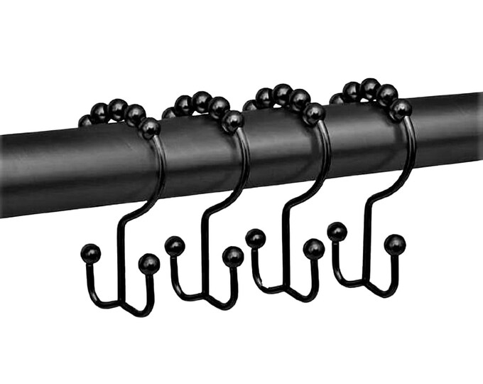 Shower Curtain Hooks Rings Oval Black Crystal Diamond Bling Etsy