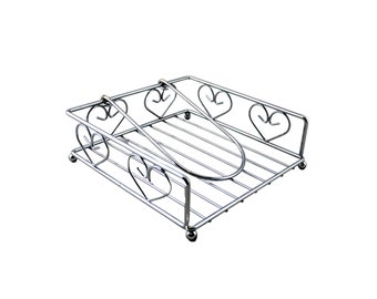 Chrome Napkin Holder With Arm Classic Heart Design, Silver