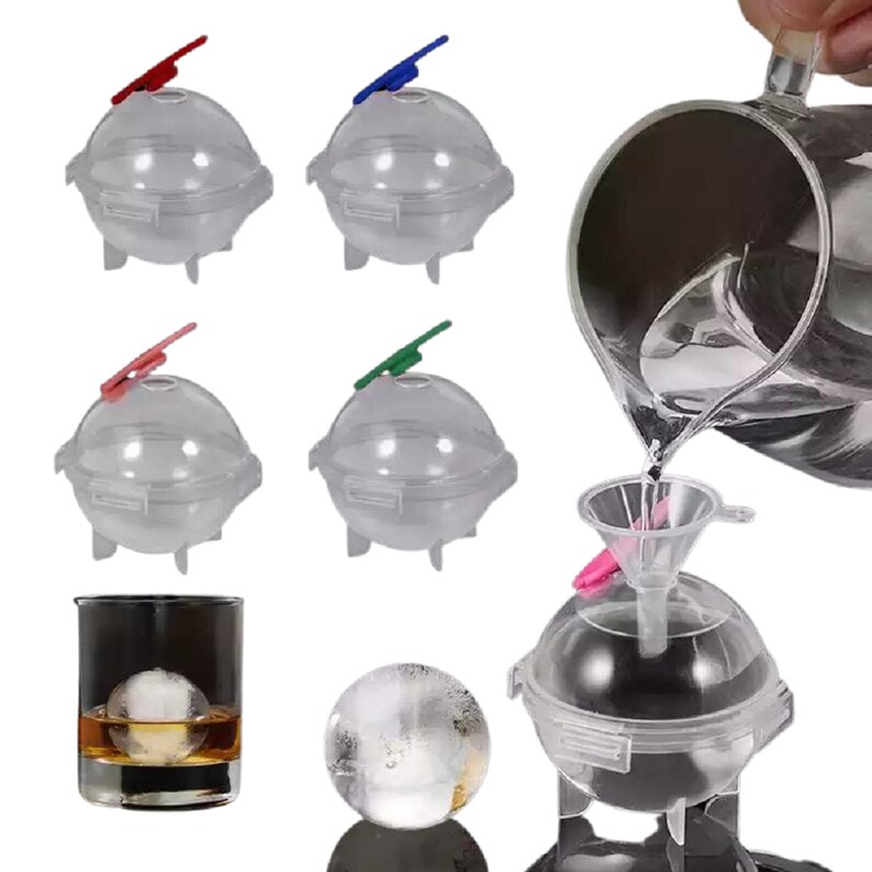 4 Pack 2 Large Round Ice Cube Ball Maker Molds Bar Etsy